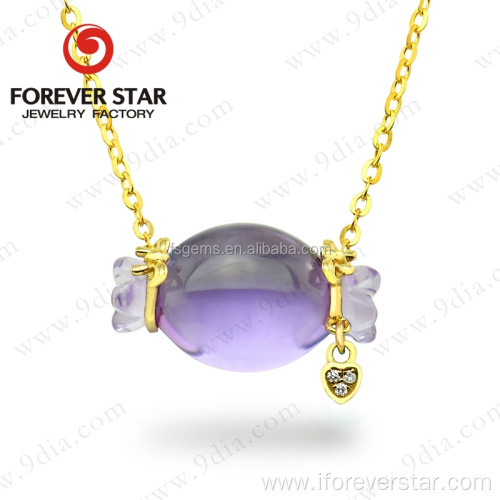 Natural Amethyst 14K Simple Gold Necklace Designs